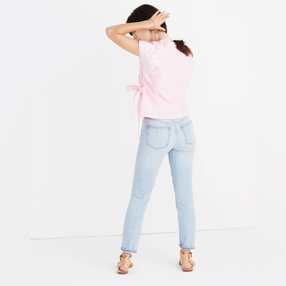 Madewell Pink Wrap Blouse with Tie Front - Picture 3 of 9